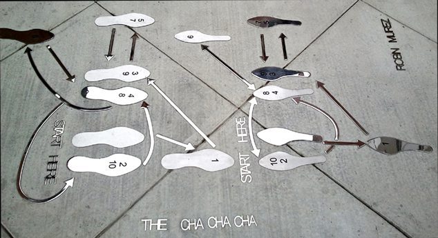 Cha cha dance step diagram on pavement