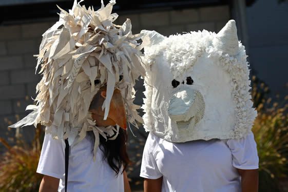 Creative handmade masks in the sunlight