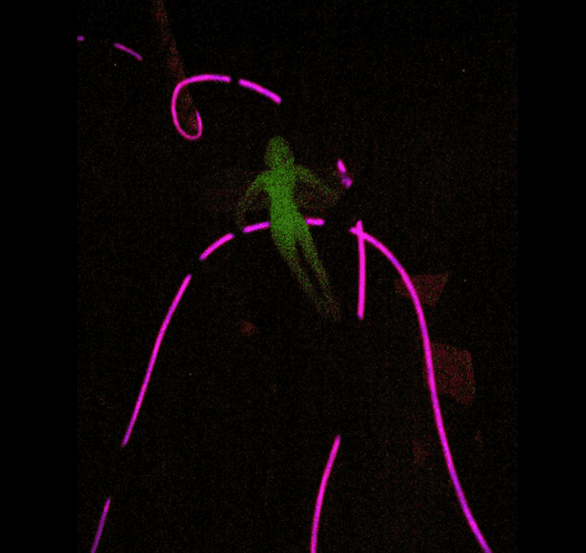Fluorescent figure in darkness