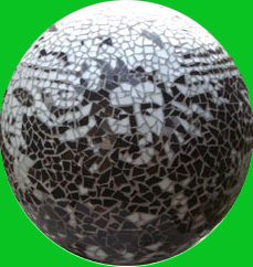 Mosaic globe with green background.