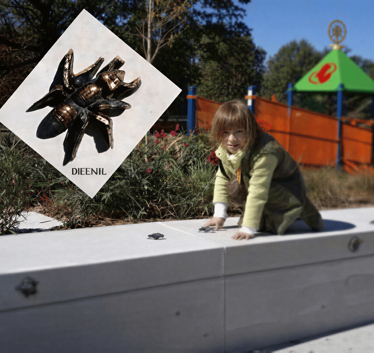 Young girl exploring outdoor play area