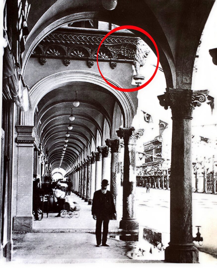 Historical arcade with architectural details