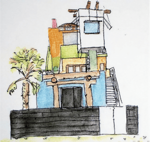 Artistic modern house sketch
