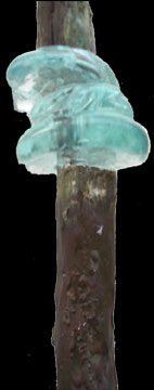 Glass artifact on a rusted iron rod.