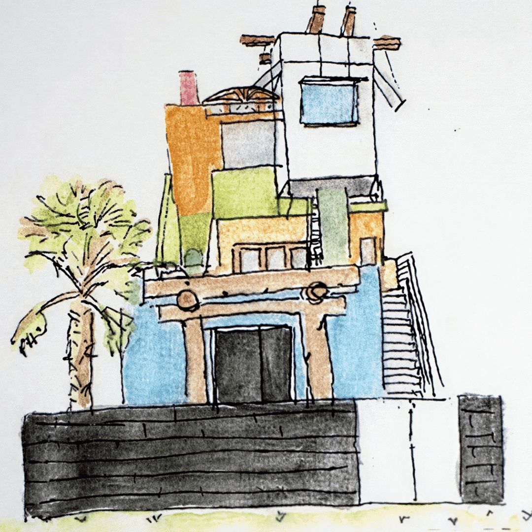 Artistic modern house sketch