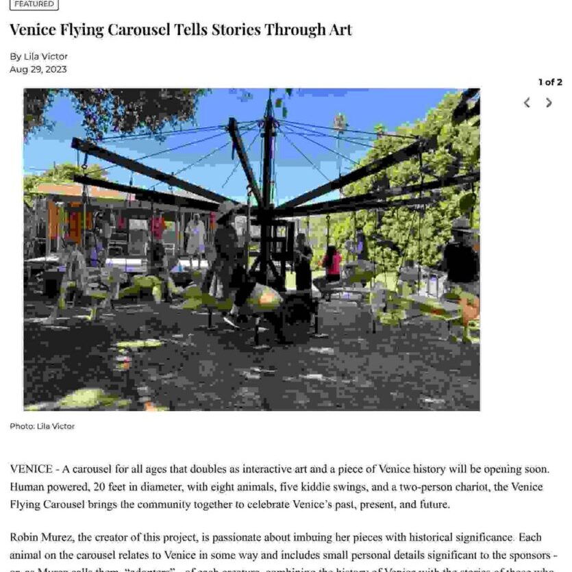 Venice flying carousel with animal sculptures